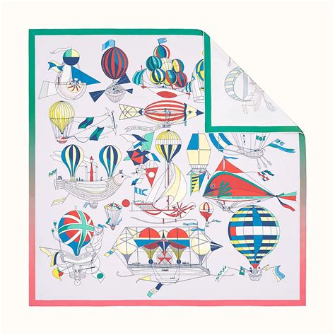 hermes scarf hot air balloon|Les Folies du Ciel double face scarf 90 .